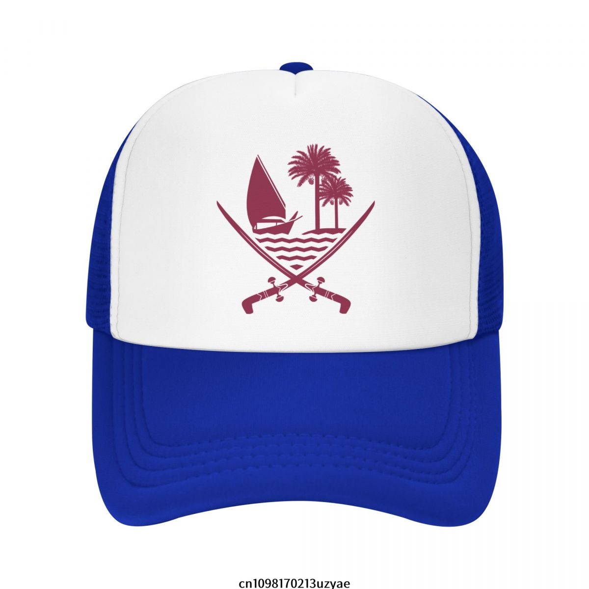 Men'S Fashion Qatar - Emblem Of Qatar Mesh Baseball Cap