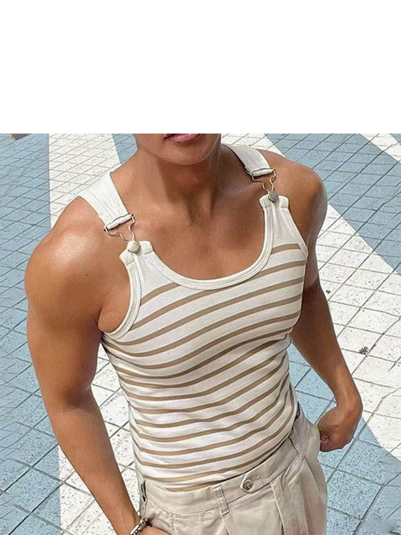 Men'S Fashion Online - Slim Fit Metal Buttoned Tank Top