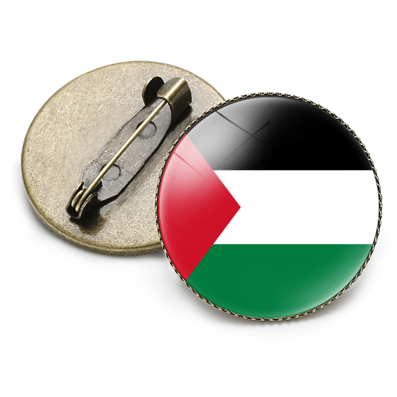 Men'S Fashion Qatar - Countries Flag Time Gemstone Crystal Brooch