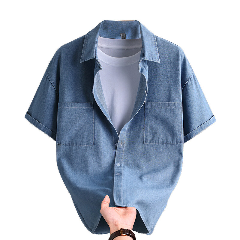Mens Fashion Urban - Men's Denim Shirt Summer Fashion Solid