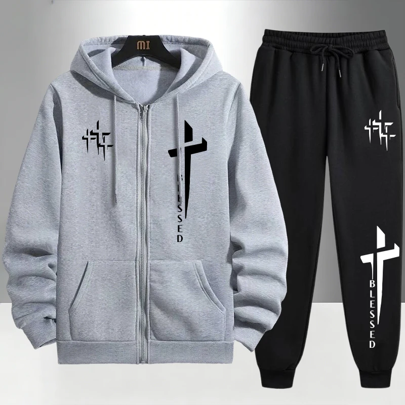 Cross Blessed Print Tracksuit  - đánh giá và giá Mens Fashion Urban